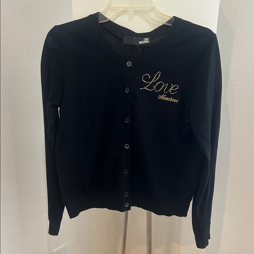 Moschino Black Cardigan with Gold Embroidery